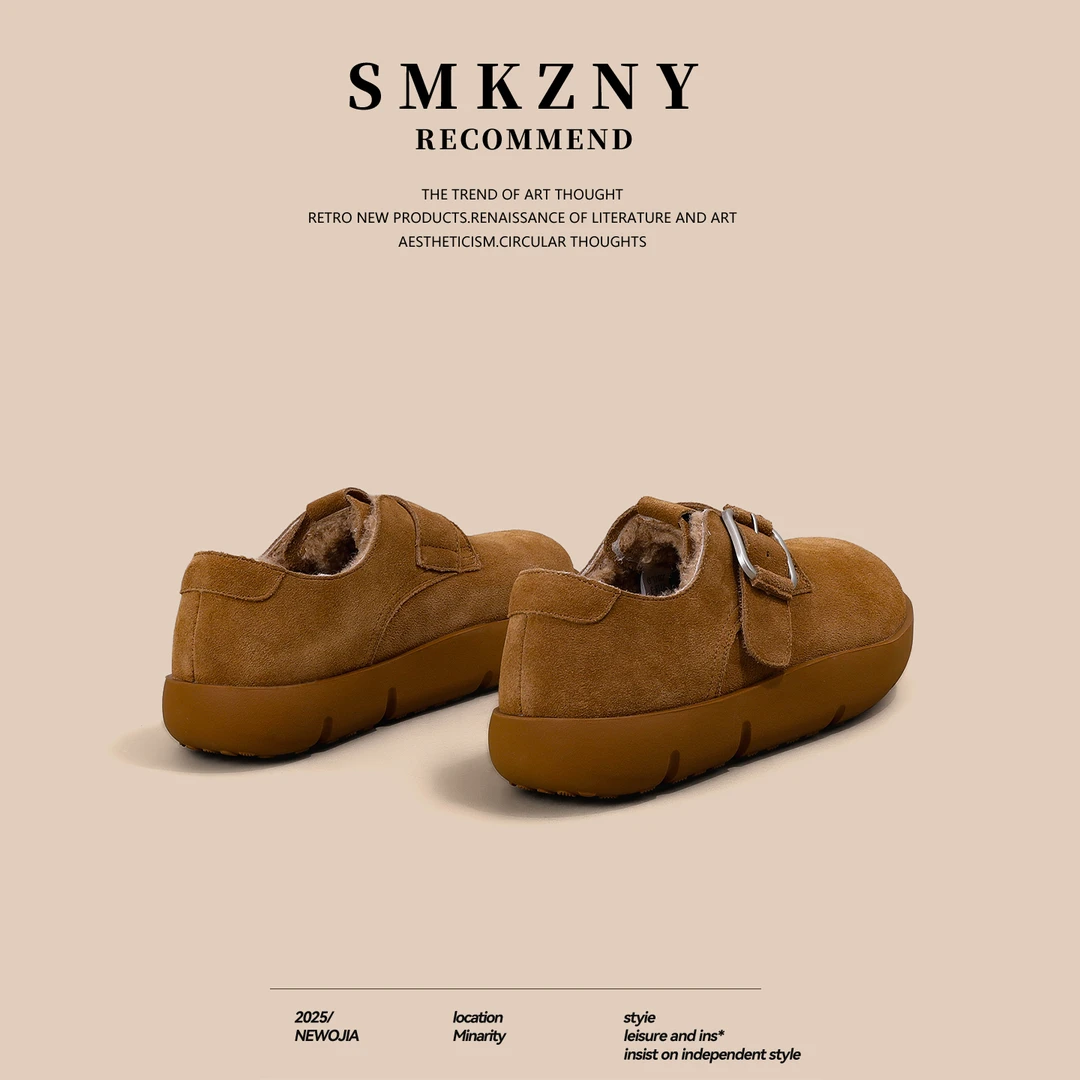 复古加厚款勃肯鞋女加绒保暖厚底冬季2025新款增高休闲雪地棉鞋女