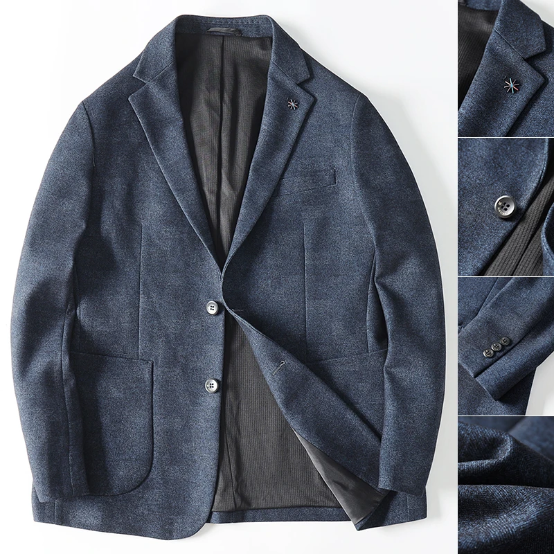 直降550 绒感纹理软糯亲肤弹力秋冬男商务休闲外套平驳领西服西装