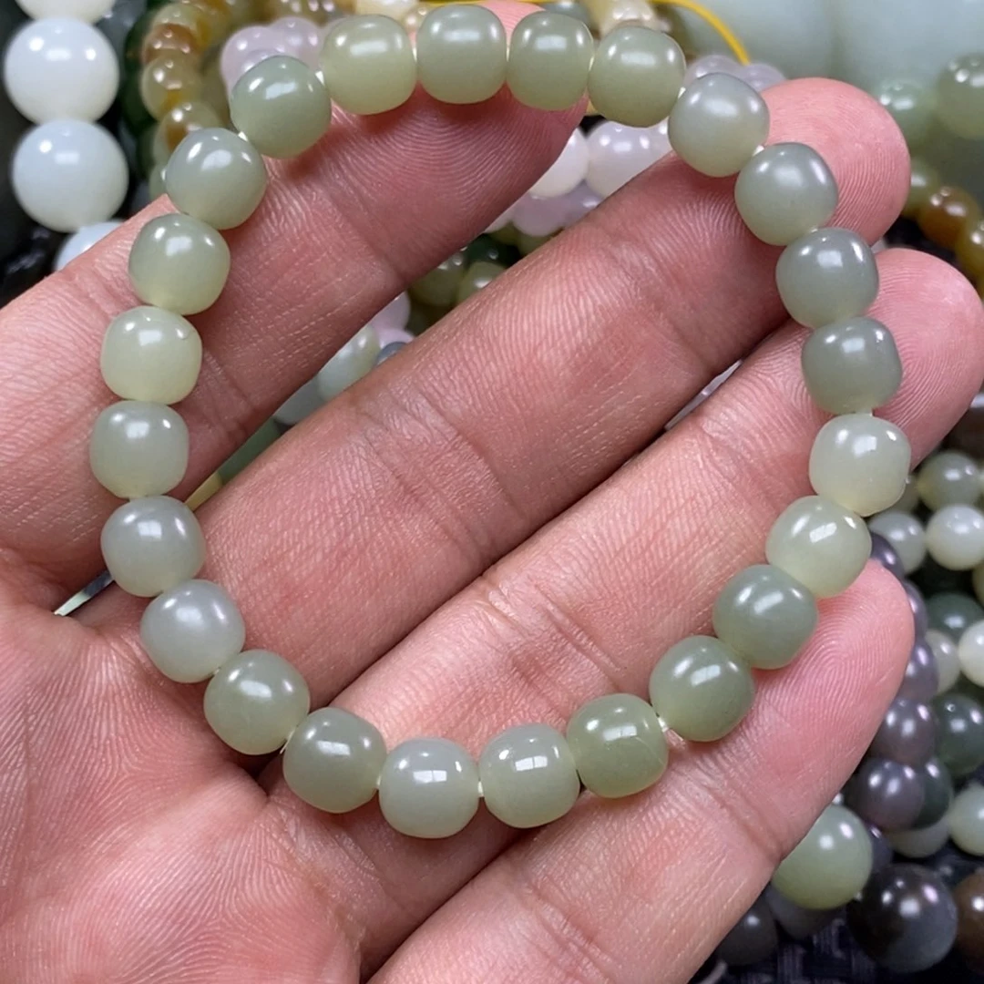 和田玉手链足铂镶嵌