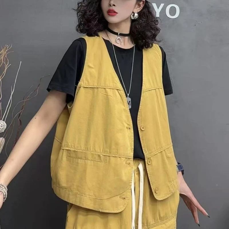 2025韩版休闲马夹时尚百搭外穿宽松无袖女款马甲ins