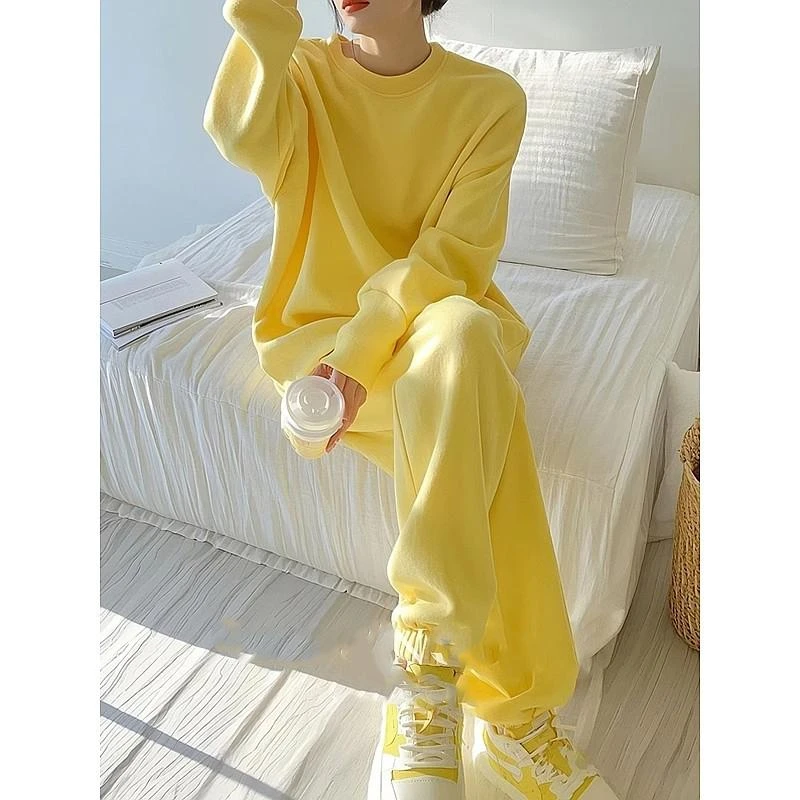 韩系漂亮休闲运动套装女春秋2025新款超火时尚宽松卫衣卫裤两件套