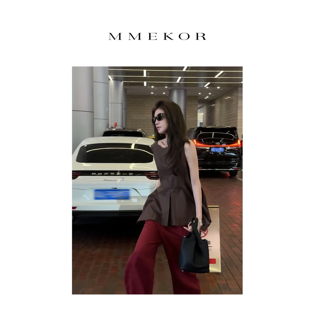 MMEKOR“珍华乌木”背心 2025新款静奢老钱风气质上衣 89881