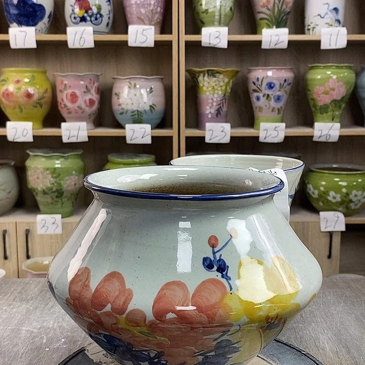 毛***丫摆件12xc景德镇陶瓷花盆