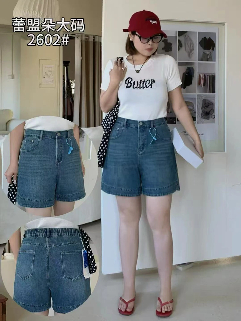 夏日必备松紧腰牛仔短裤显瘦
