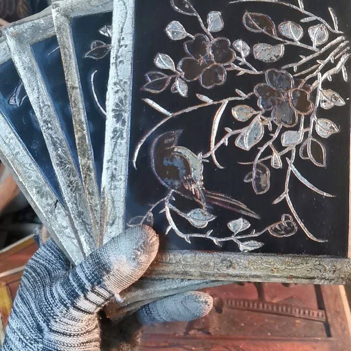 木禅**味老木雕花版四片