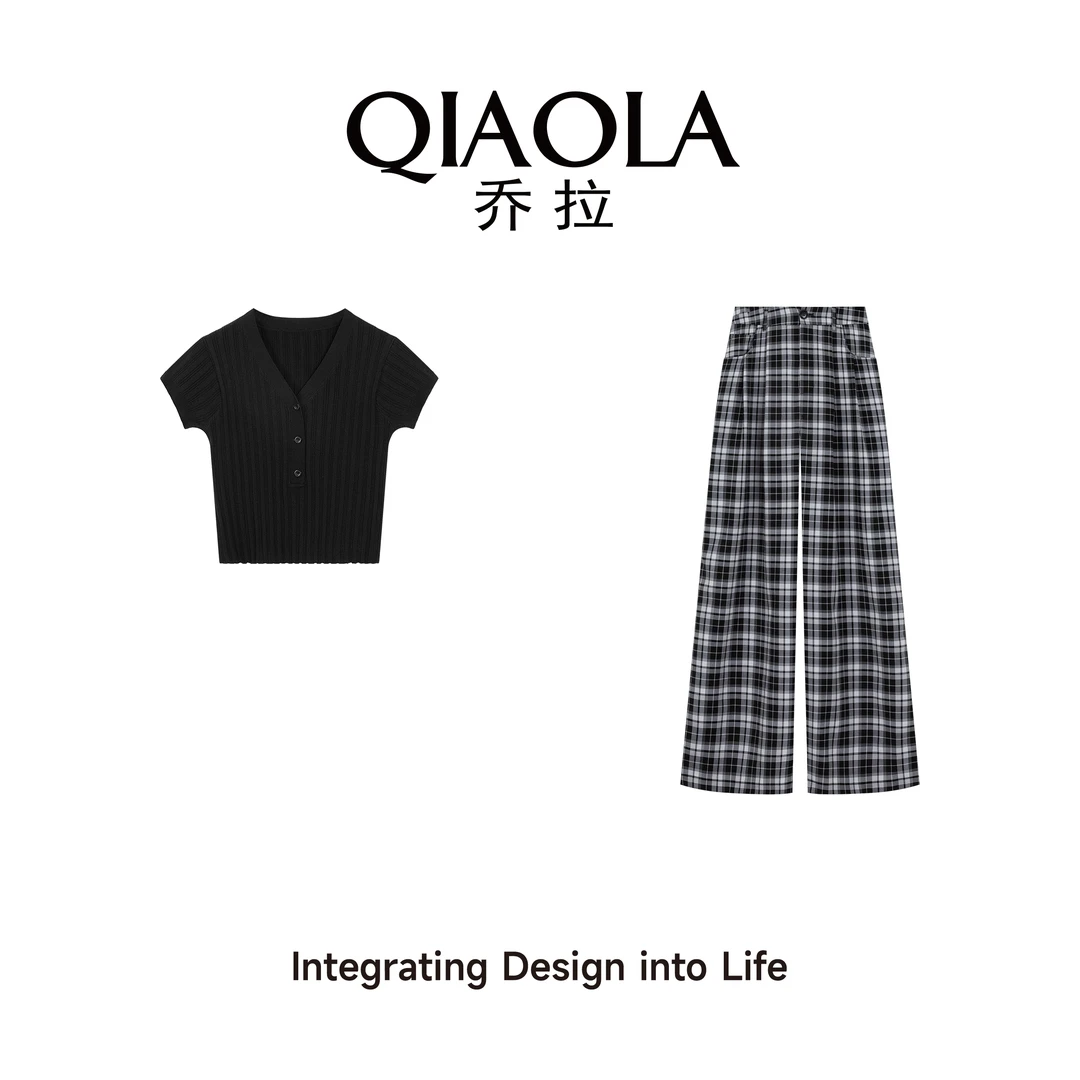 QIAOLA/乔拉【里约书屋】夏新款冰丝轻薄柔软显瘦百搭时尚套装预售