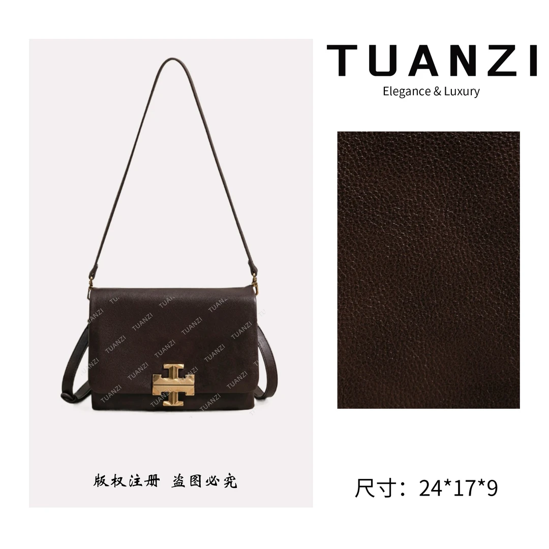 TUANZI『高端玩家』秋冬新款24cm小众设计斜跨包 SK-63152-咖啡