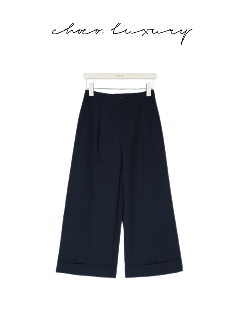 CHOCO【松弛有度】松紧腰一粒扣简约百搭显瘦九分裤C1201