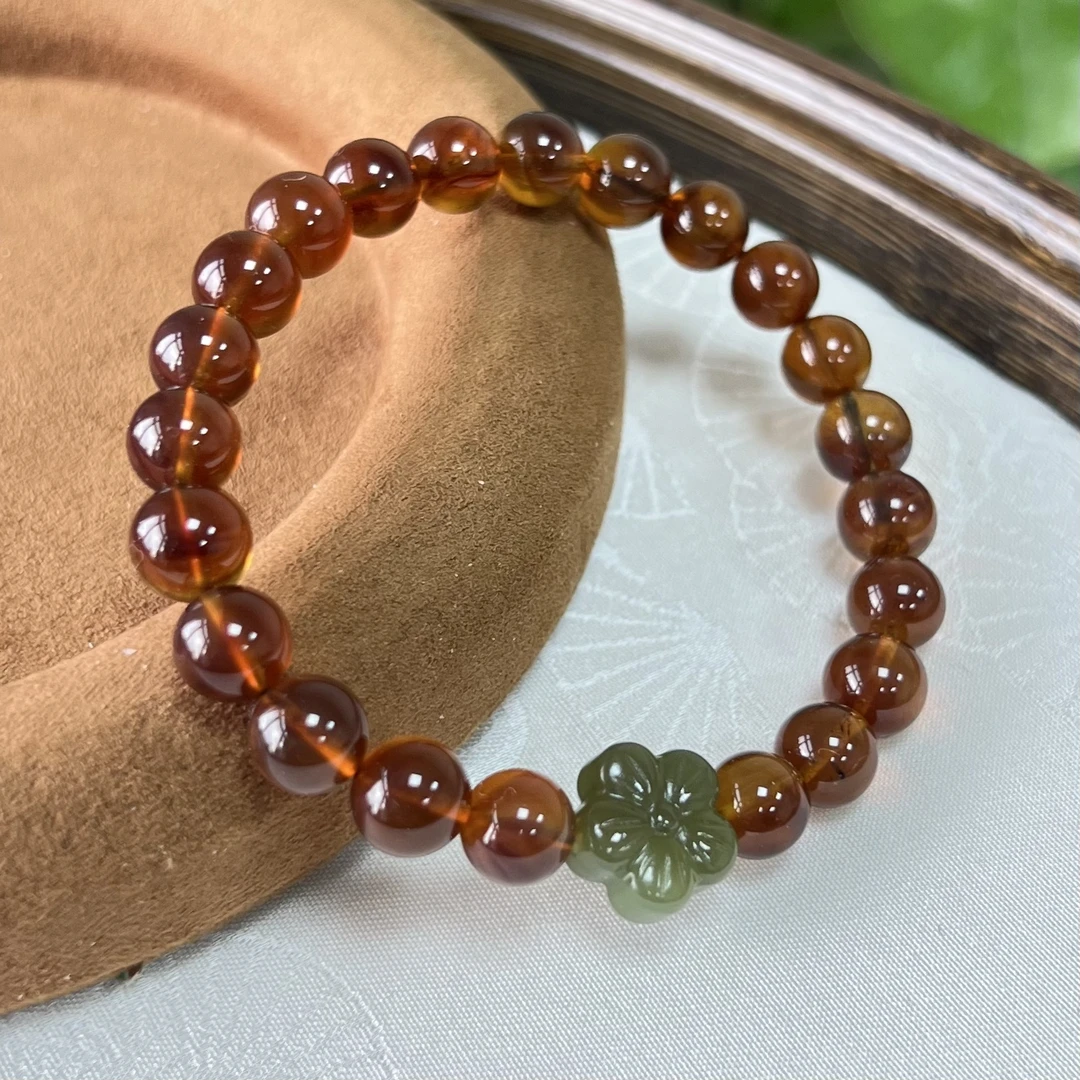 天然缅甸琥珀 手链直径7-8mm