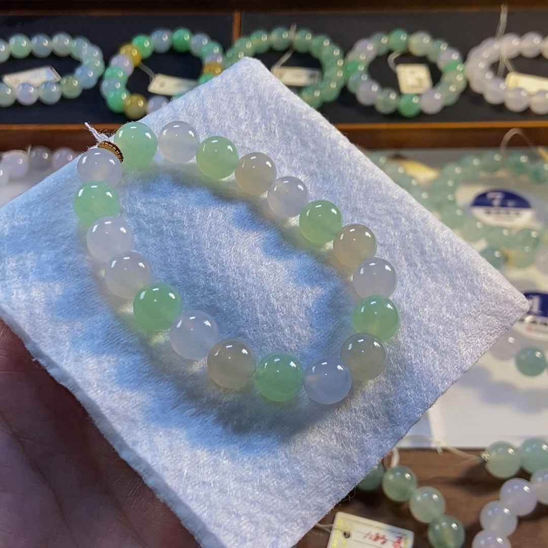 定制翡翠未镶嵌翡翠手串卡9.8