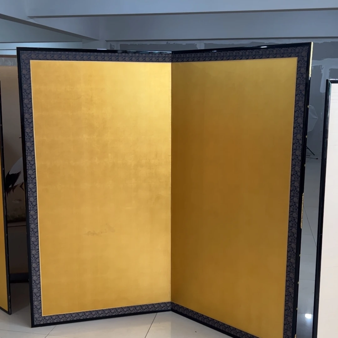 绘画金箔屏风框画茶空间设计