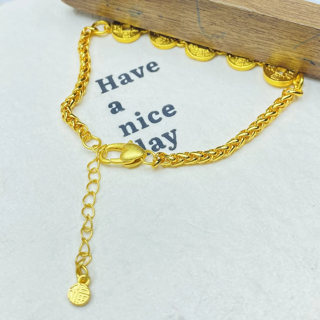 手链 手链 F黄色铜钱粗麻花手链多样性发货47059