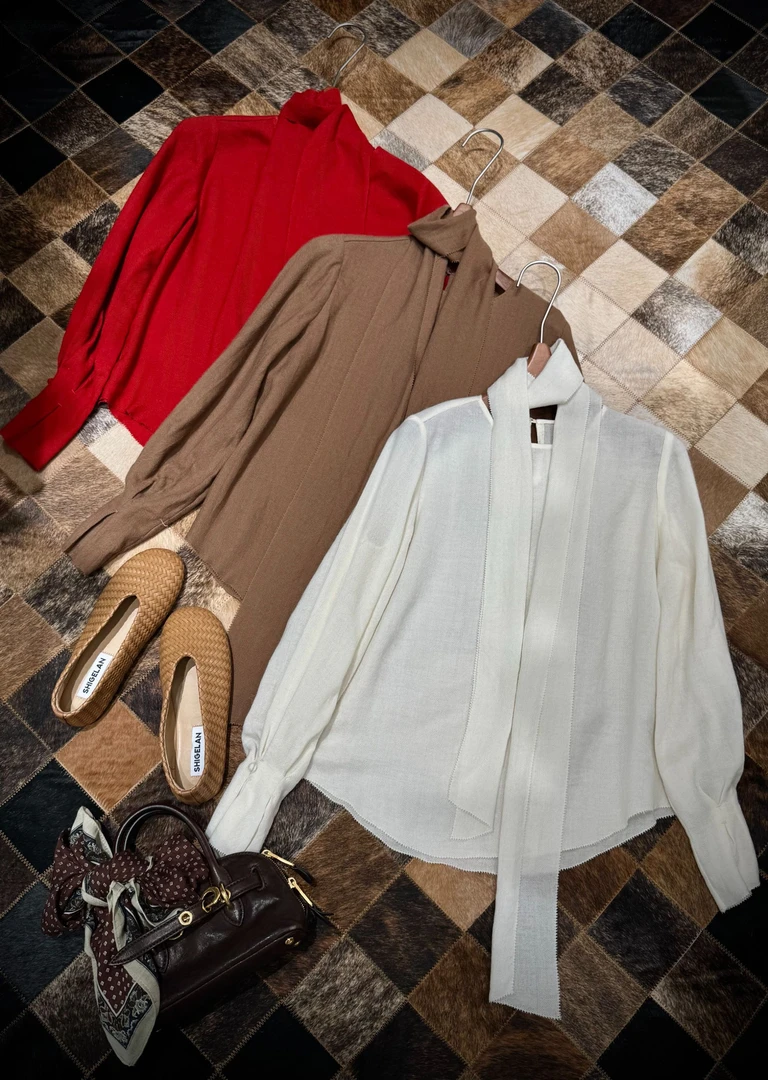 【25657】上衣长袖衬衫气质纯色衬衣设计感休闲衬衫