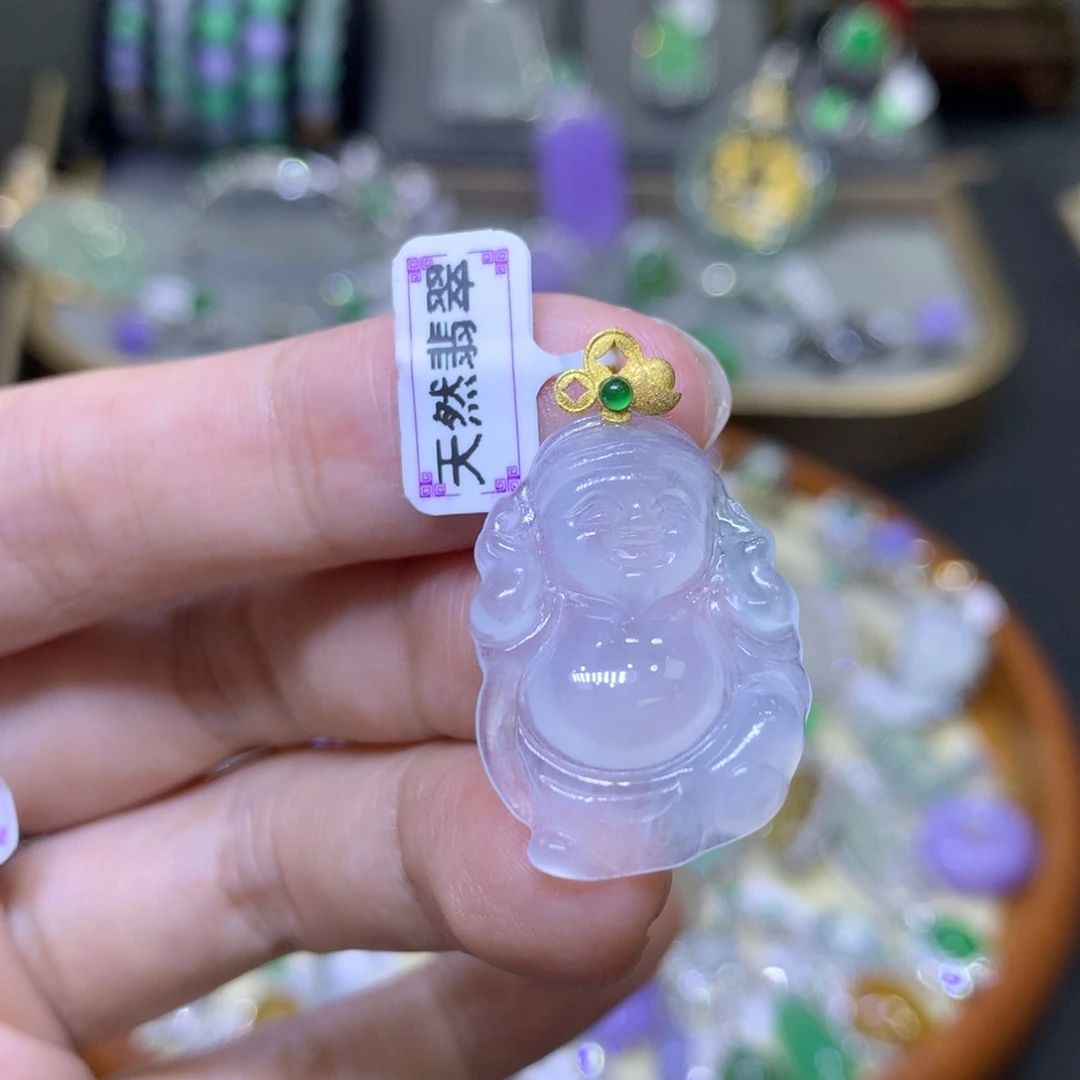 翡翠18K金镶嵌颈饰翡翠吊坠项链