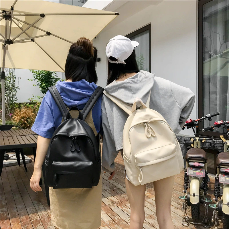 PU韩版时尚潮原宿风双肩包直销学生男女秋季22简约pu新款书包