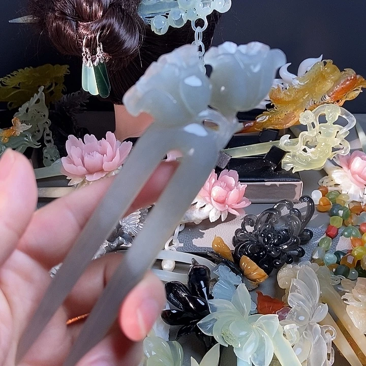 岫玉未镶嵌发簪发簪