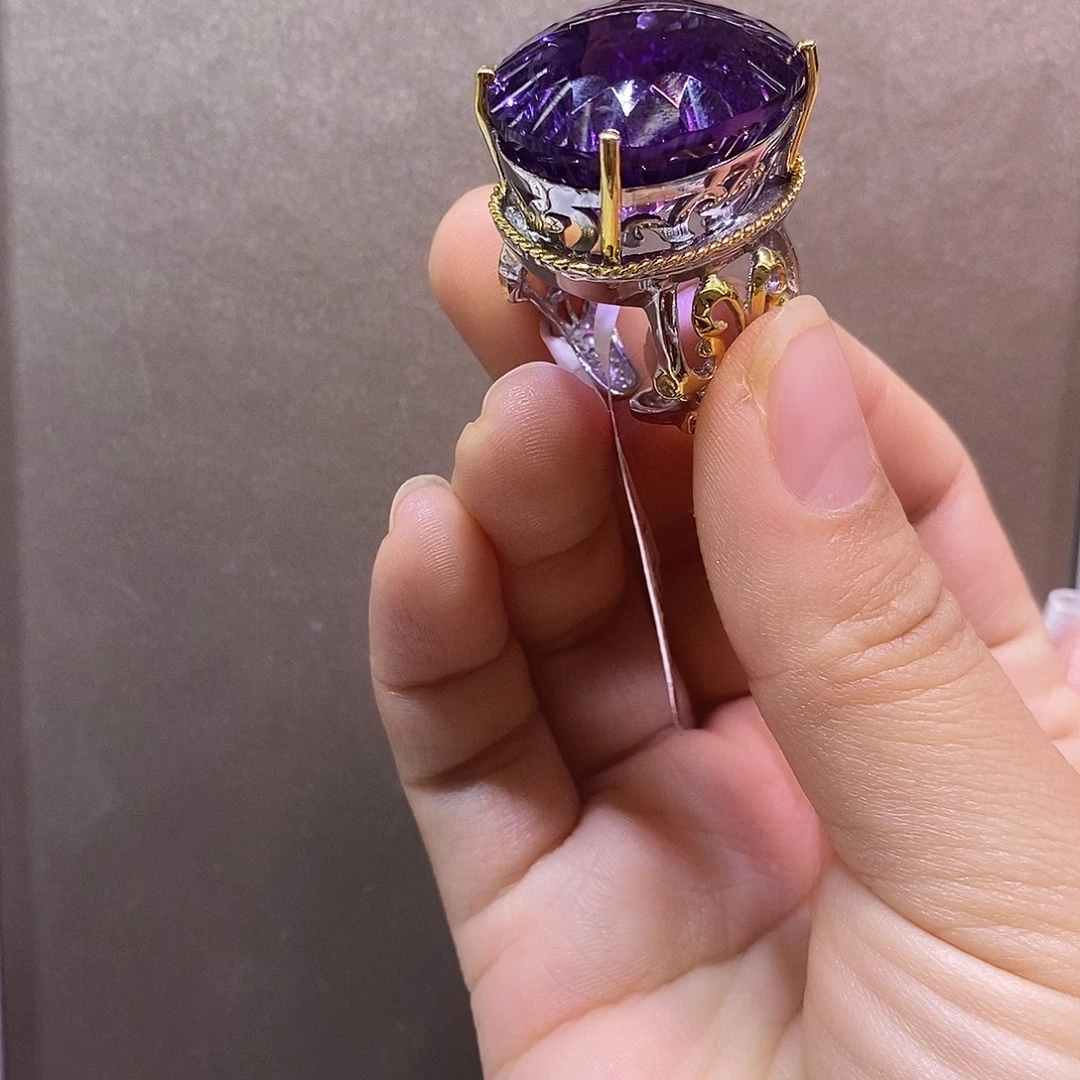 小***妈银S925镶嵌紫晶耳饰