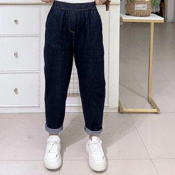 6012时尚松紧腰哈伦牛仔裤