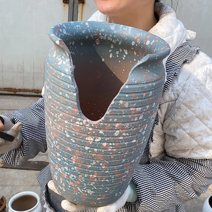 紫砂花盆瑕疵口18高31