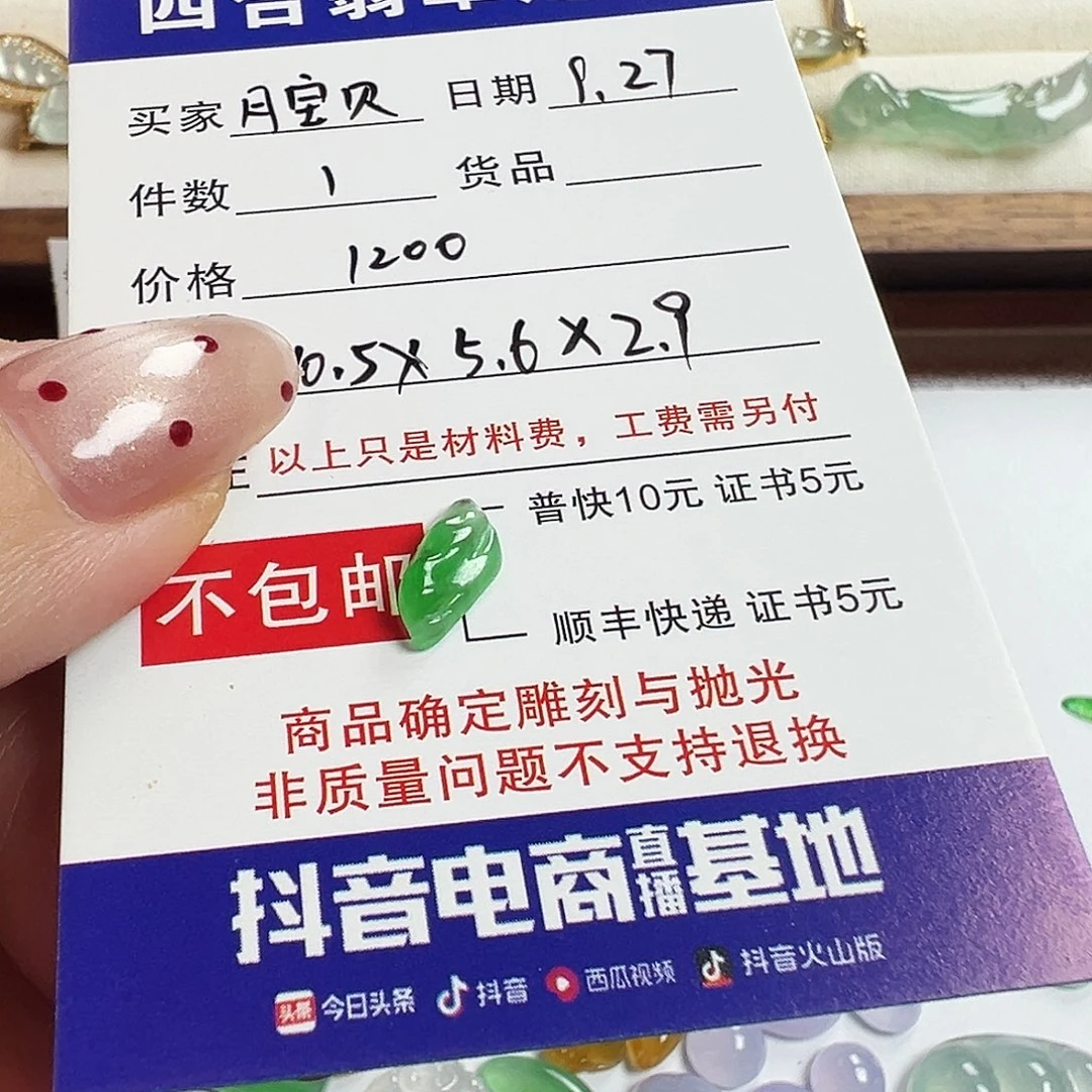 月***.翡翠未镶嵌颈饰果绿小山