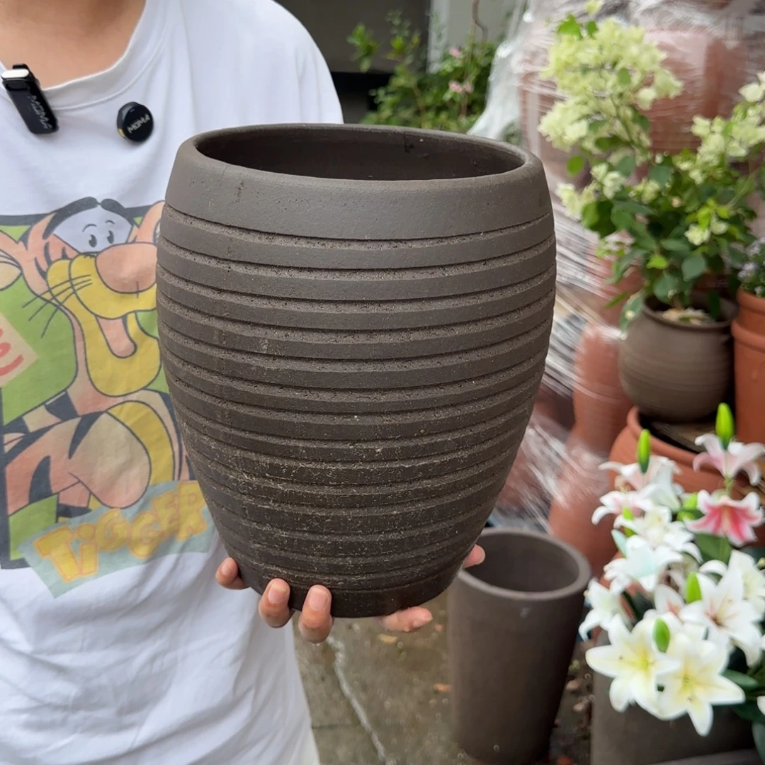 朱泥花盆口20高26宜兴紫砂