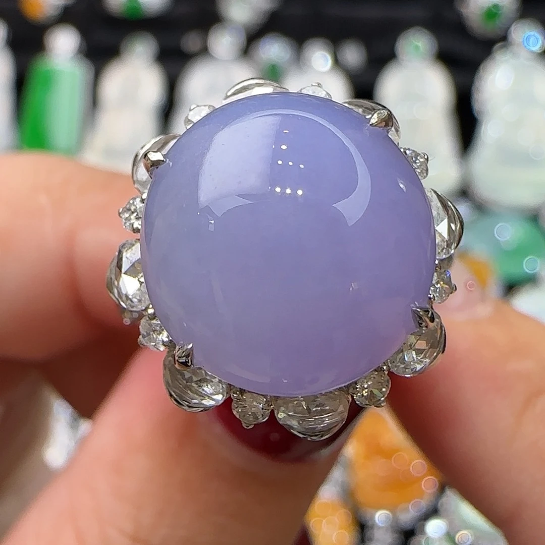 18K金镶嵌戒指翡翠天然翡翠