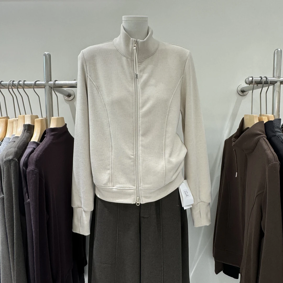 2025春秋新款时尚洋气双拉链立领双面德绒卫衣女纯色百搭开衫外套