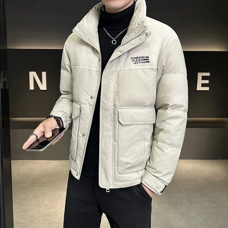 冬季新款男士羽绒服免洗工装款防水修身显瘦保暖轻便羽绒服外套男