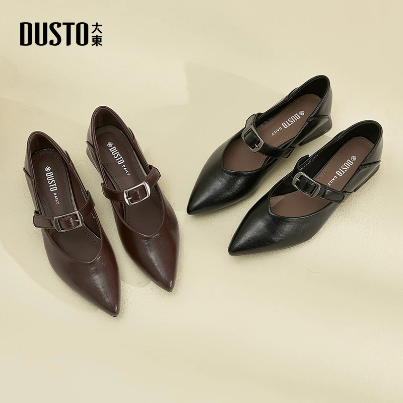 大东尖头单鞋2025秋季爆款法式玛丽珍鞋御姐平底低跟浅口女鞋1030