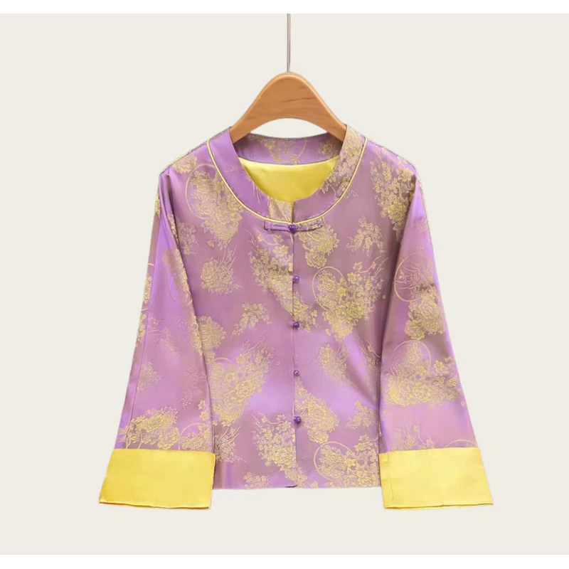 【粉黛】2025新款重缎提花盘扣国风中式老钱风松弛新中式女装秋冬款