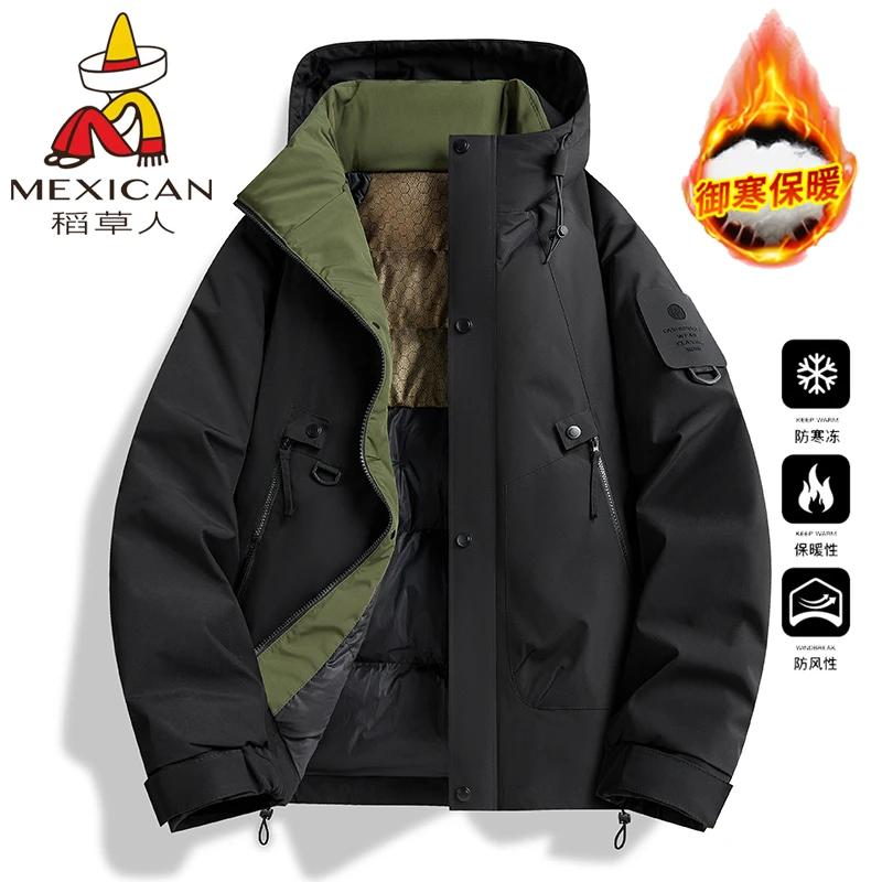 稻草人棉服外套男女潮流冬季防风防水休闲夹克冲锋衣三合一外套男