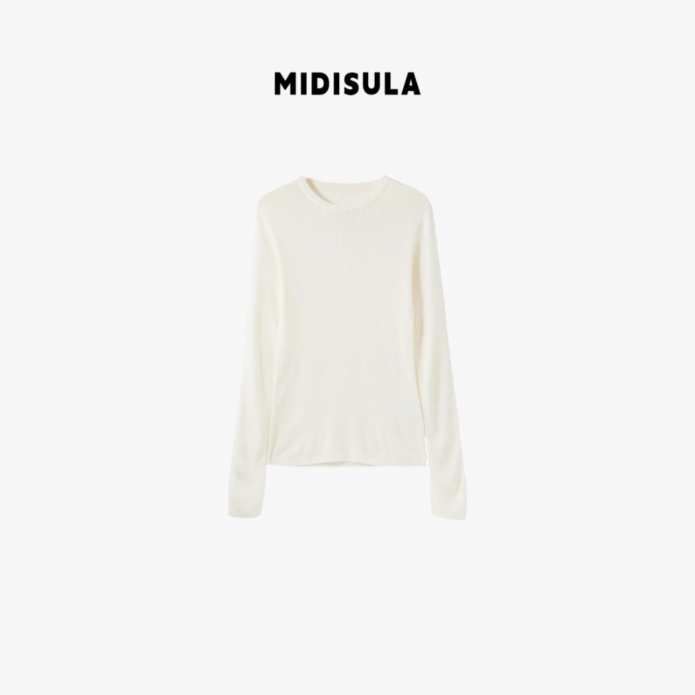 MDSL·新款韩系基础百搭简约纯色竖条长袖T羊毛衫#01665