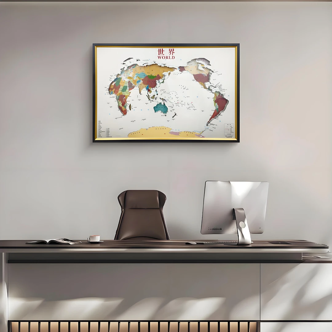 世界地图装饰画适用于客厅沙发背景墙办公室房地图80120