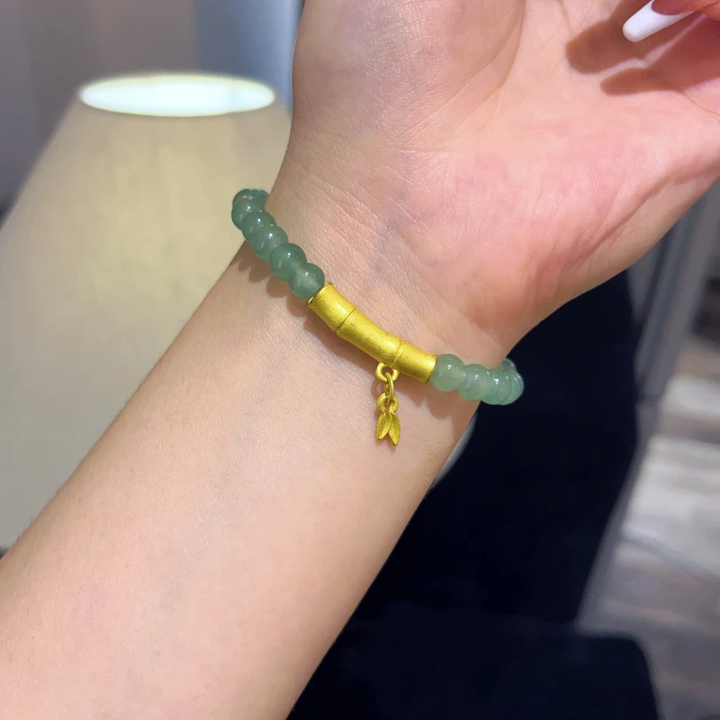 铜合金手链 铜合金 108 时尚国风青提竹节手链