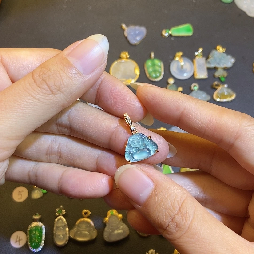 翡翠银S925镶嵌吊坠(不含链)