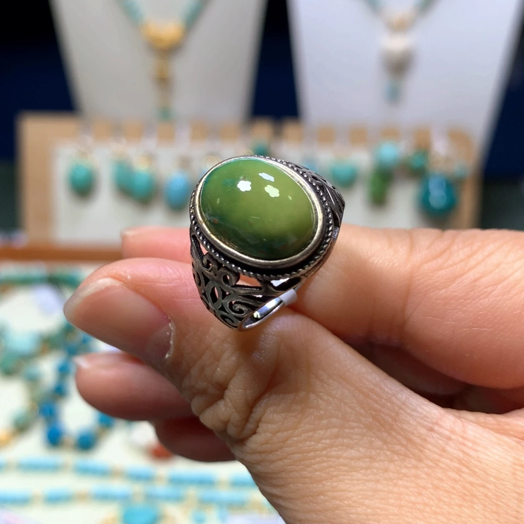 绿松石银S925镶嵌戒指