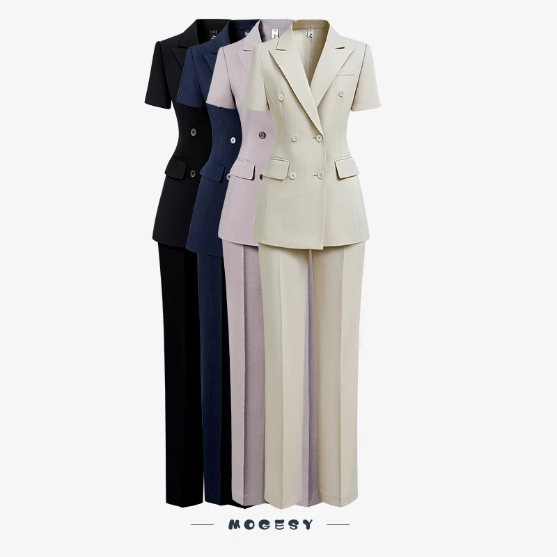 轻奢西装套装女士夏季面试西服两件套立体裁剪时尚商务工作装薄