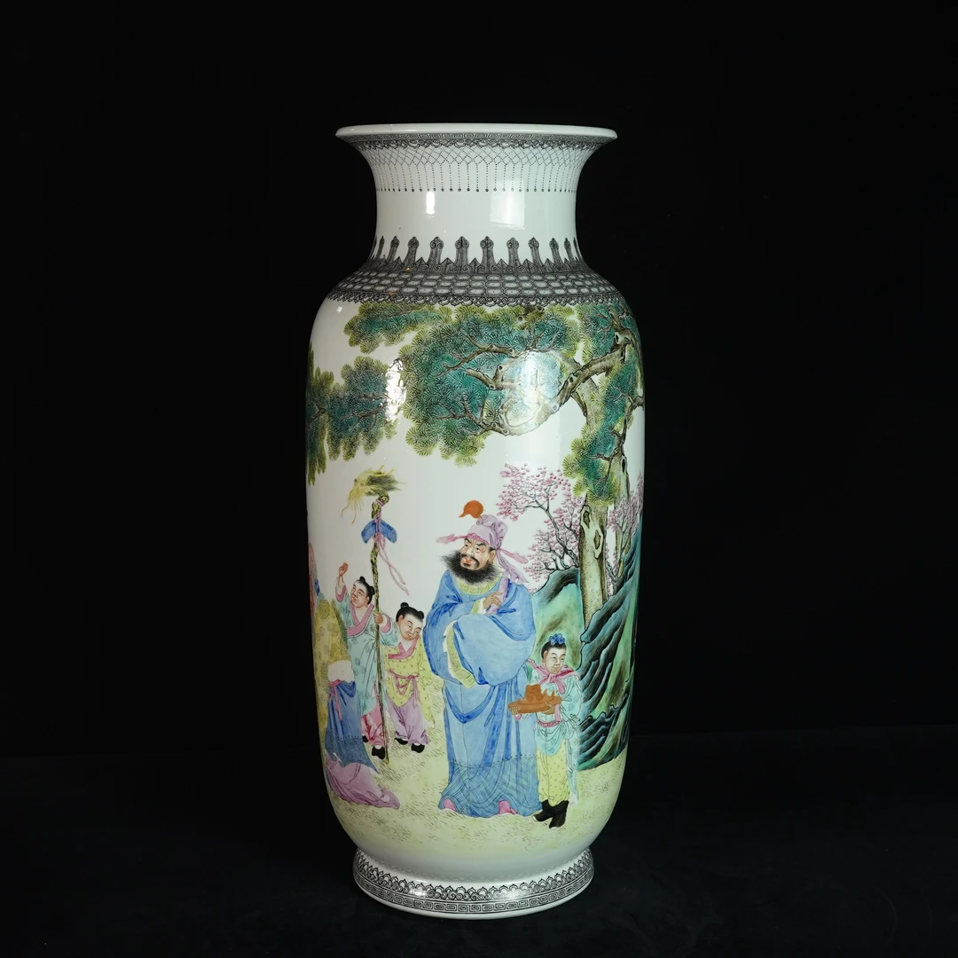 民国・细路粉彩人物故事赏瓶【古董拍卖】LF