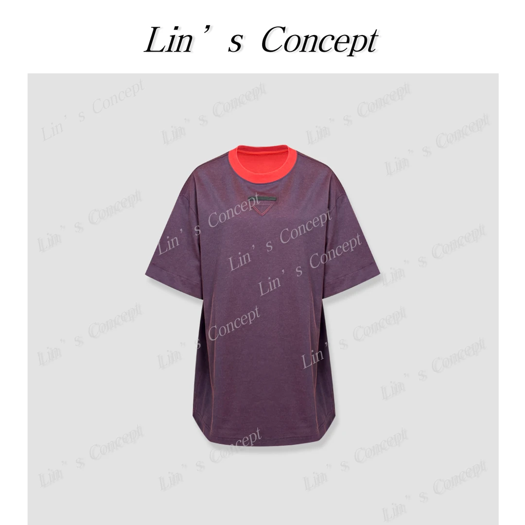 【Lin's concept】设计师宽松休闲撞色T恤DL2406917
