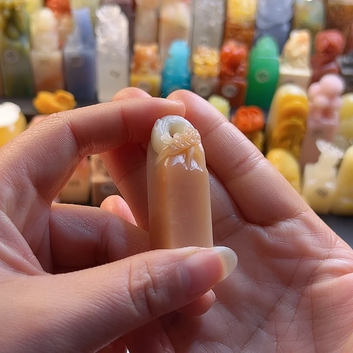 老挝石印石手工定制1.5厘米，梅花，包刻字