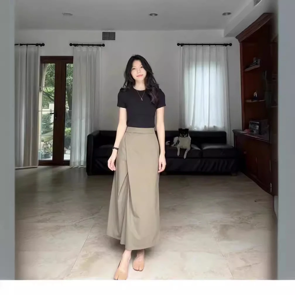 A2024年夏季新款气质天丝棉质不规则通勤显瘦长裙半身裙夏季百搭