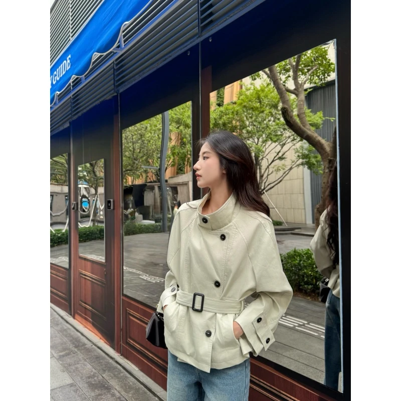 轻奢高级感洋气百搭长袖短款夹克上衣复古高腰垂感阔腿牛仔长裤潮