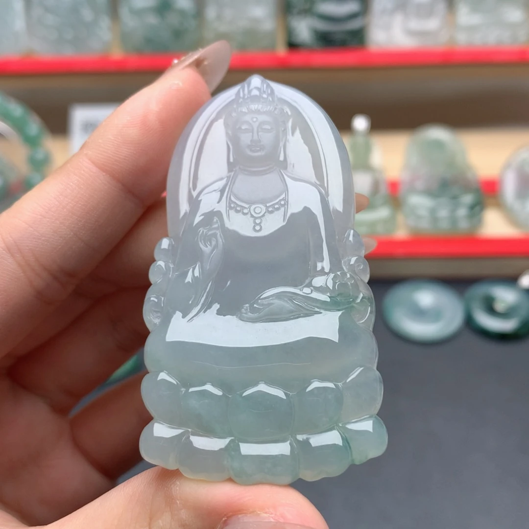 翡翠未镶嵌颈饰H***、素衣观音