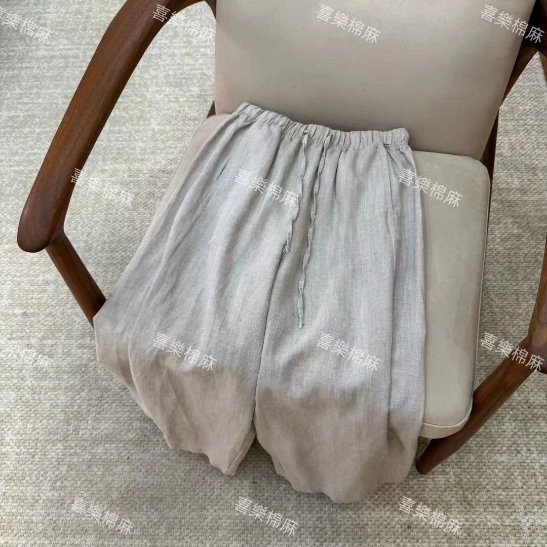喜樂  2025砂洗天丝亚麻山本阔腿休闲裤夏季新款百搭文艺小版女士