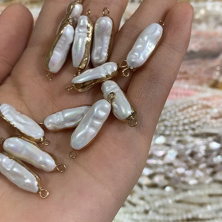2个双耳人工珍珍珠巴洛克