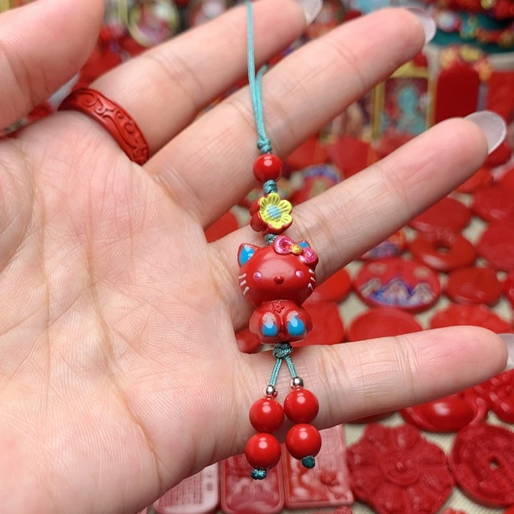 天然辰砂工艺品朱砂手机坠