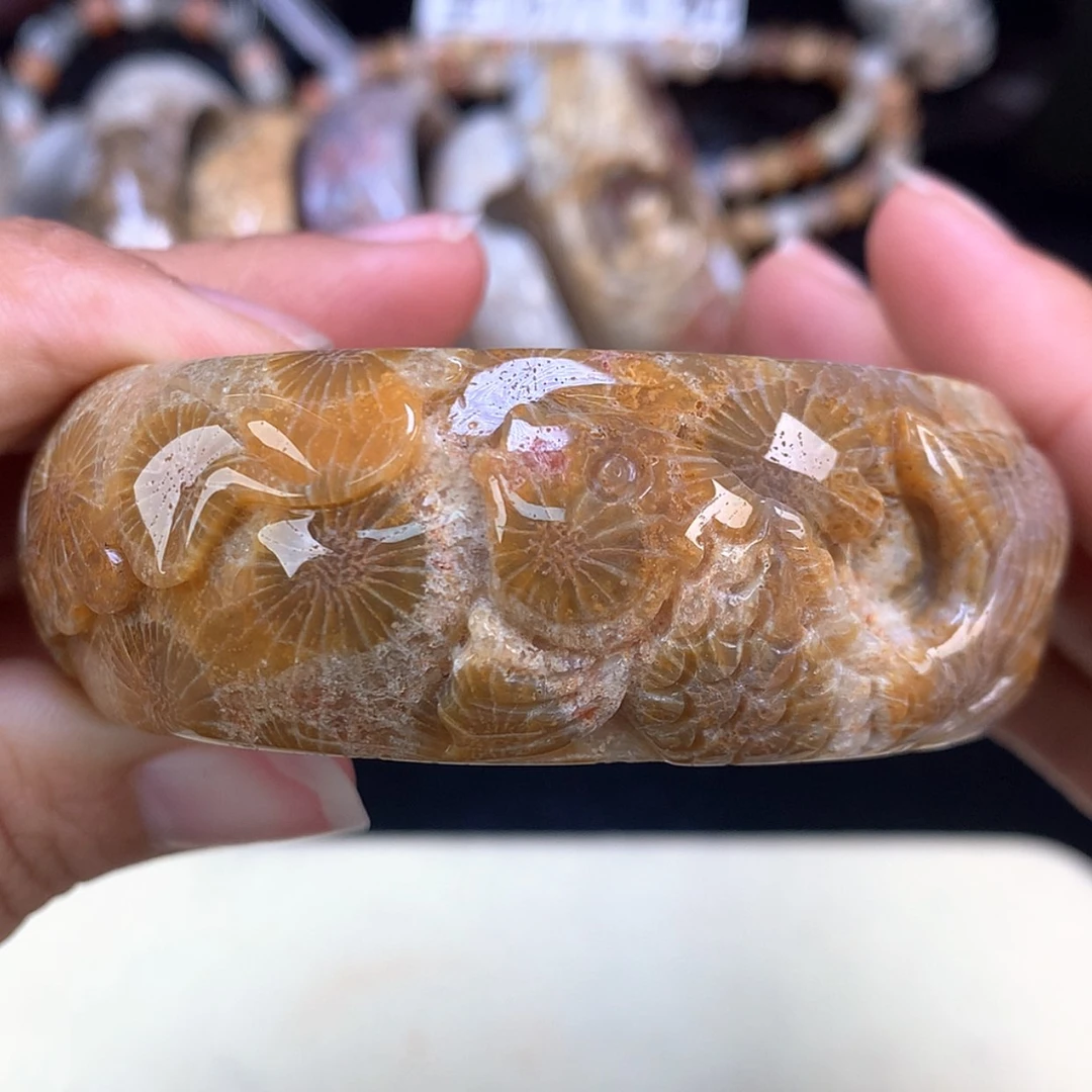 【闪购商品】颈饰未镶嵌硅化珊瑚（珊瑚玉）荷叶鱼57.4圈（22号