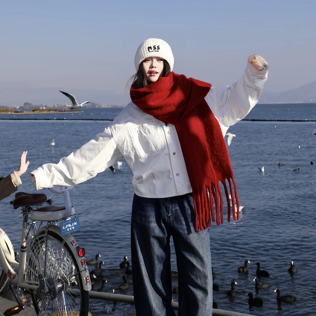 【索索家】新疆发货新年款纯色氛围感韩系情侣围巾