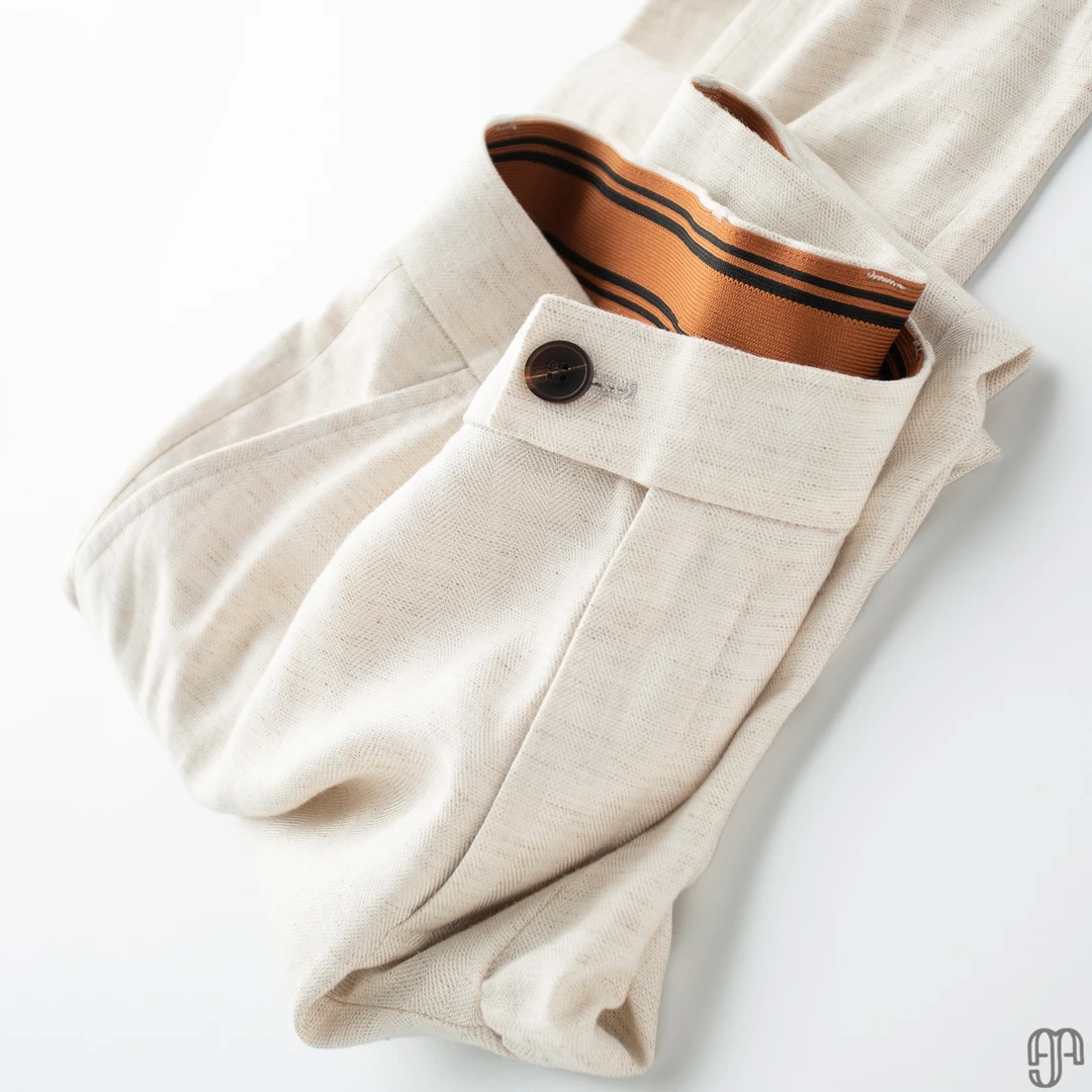 绅士老钱风~高级感天丝亚麻商务休闲裤男宽松直筒裤子男夏季薄款