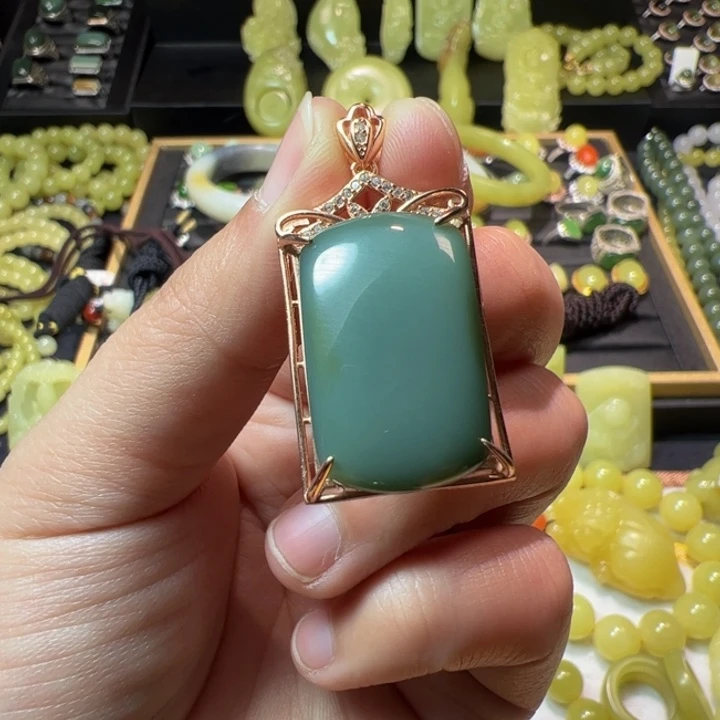 和田玉（碧玉）颈饰银S925镶嵌